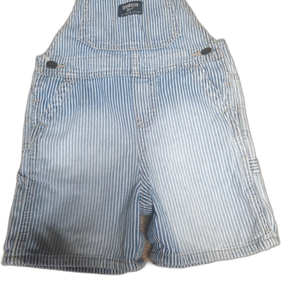 OshKosh B'gosh Train Conductor Overalls Blue White Size 24 Months - Picture 4 of 8